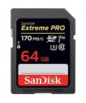 Carte mémoire SDXC SanDisk Extreme PRO 64 Go jusqu'à 170 Mos, UHS-I, Classe 10, U3, V30