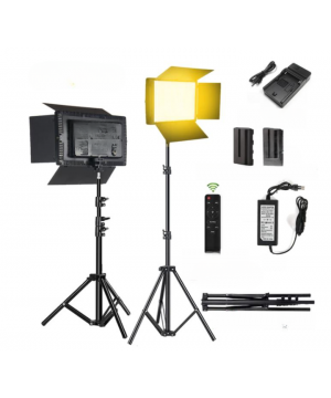 Kit panneau 800 LED vidéo photo Bicolor batterie, trépied, chargeur, télécommande