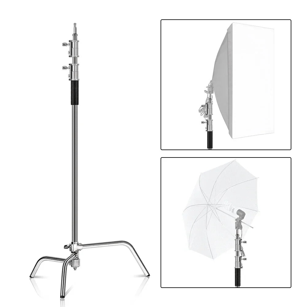 C-stand 260 cm en acier inoxydable avec bras articulé
