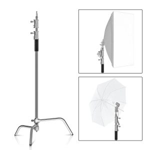 Kit 2 C-stands 260 cm en acier inoxydable avec bras articulés