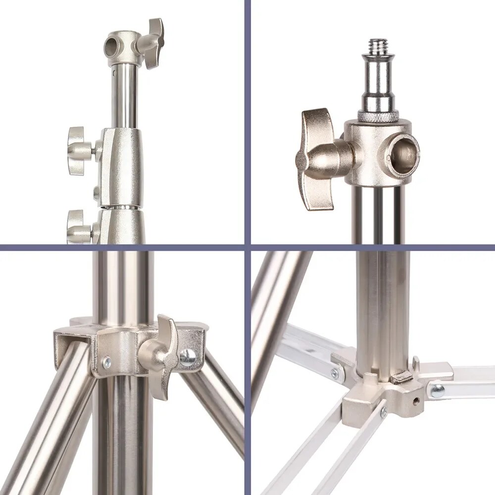 Pied d'éclairage inox 2,8 m à amorti pneumatique