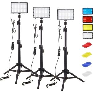 Kit éclairage LED deux panneaux bi-couleur avec trépieds et filtres