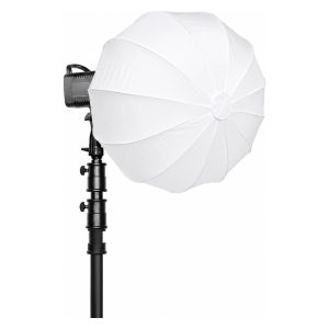 Lanterne sphérique 65 cm à monture Bowens montée sur un pied de studio